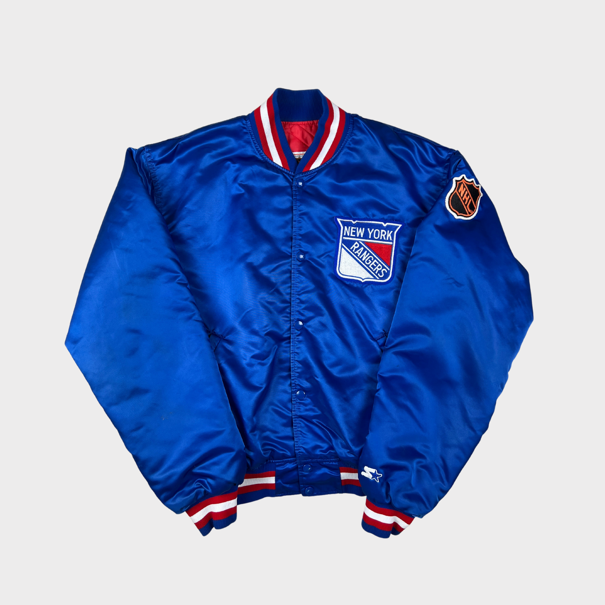90's New York Rangers Starter NHL Satin Bomber Jacket Size XL