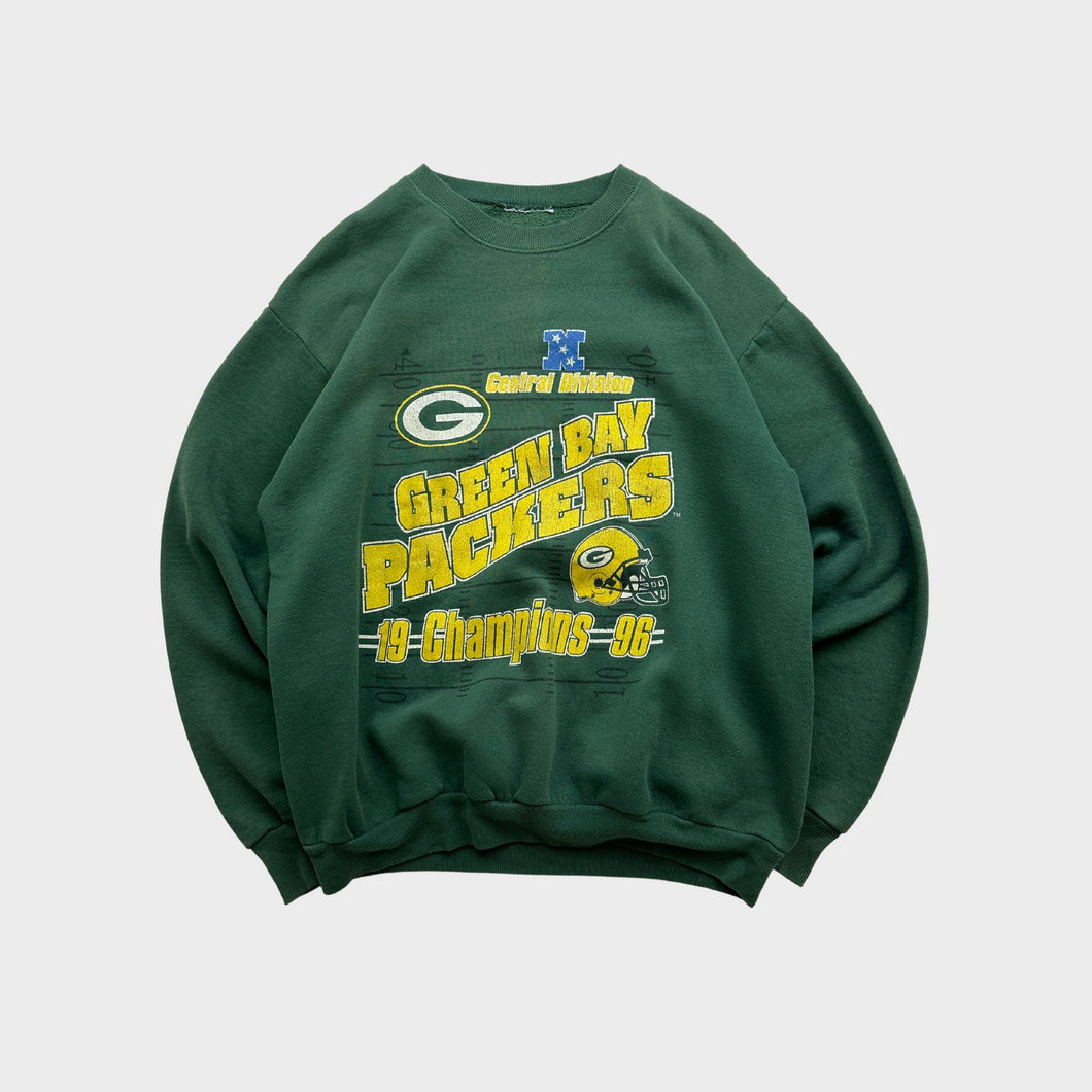 Vintage 90s Green Bay Packers 1996 NFL Central Division Champions Graphic Crewneck Sweatshirt