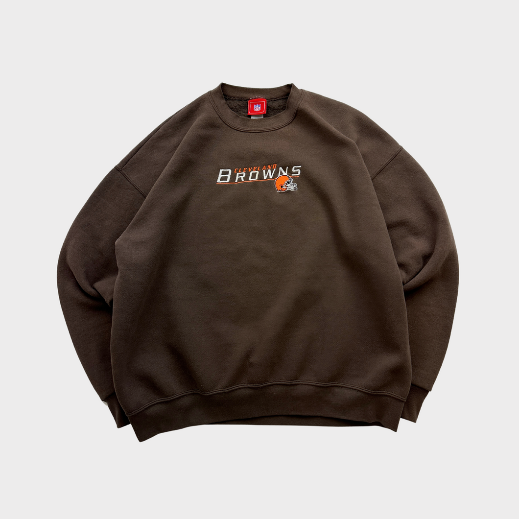 Vintage Cleveland Browns NFL Mocha Brown Embroidered Crewneck Sweatshirt