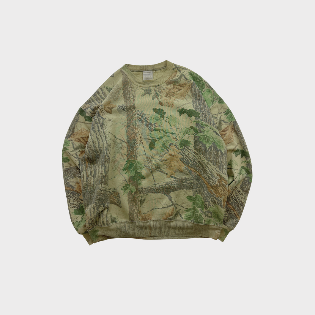 Vintage 90s Real Tree Camo Jerzees Outdoor Crewneck Sweatshirt