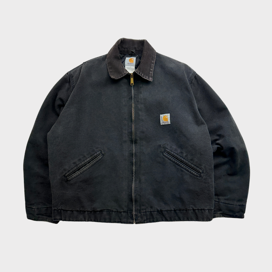 Vintage 90s Carhartt Faded Black Insulated Qulit-Lined Detroit Jacket
