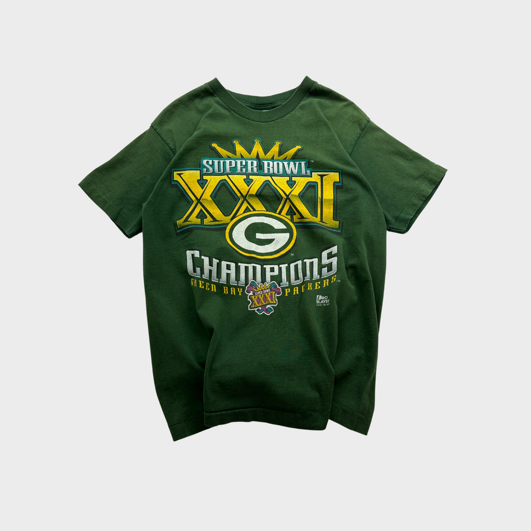 Vintage 1997 Green Bay Packers Super Bowl XXXI Champions Pro Player Graphic T-Shirt