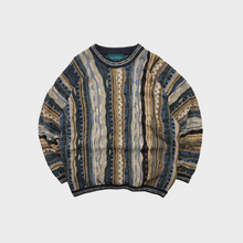 Load image into Gallery viewer, 90s Tundra 3D Tricolour Brown Knit Sweater
