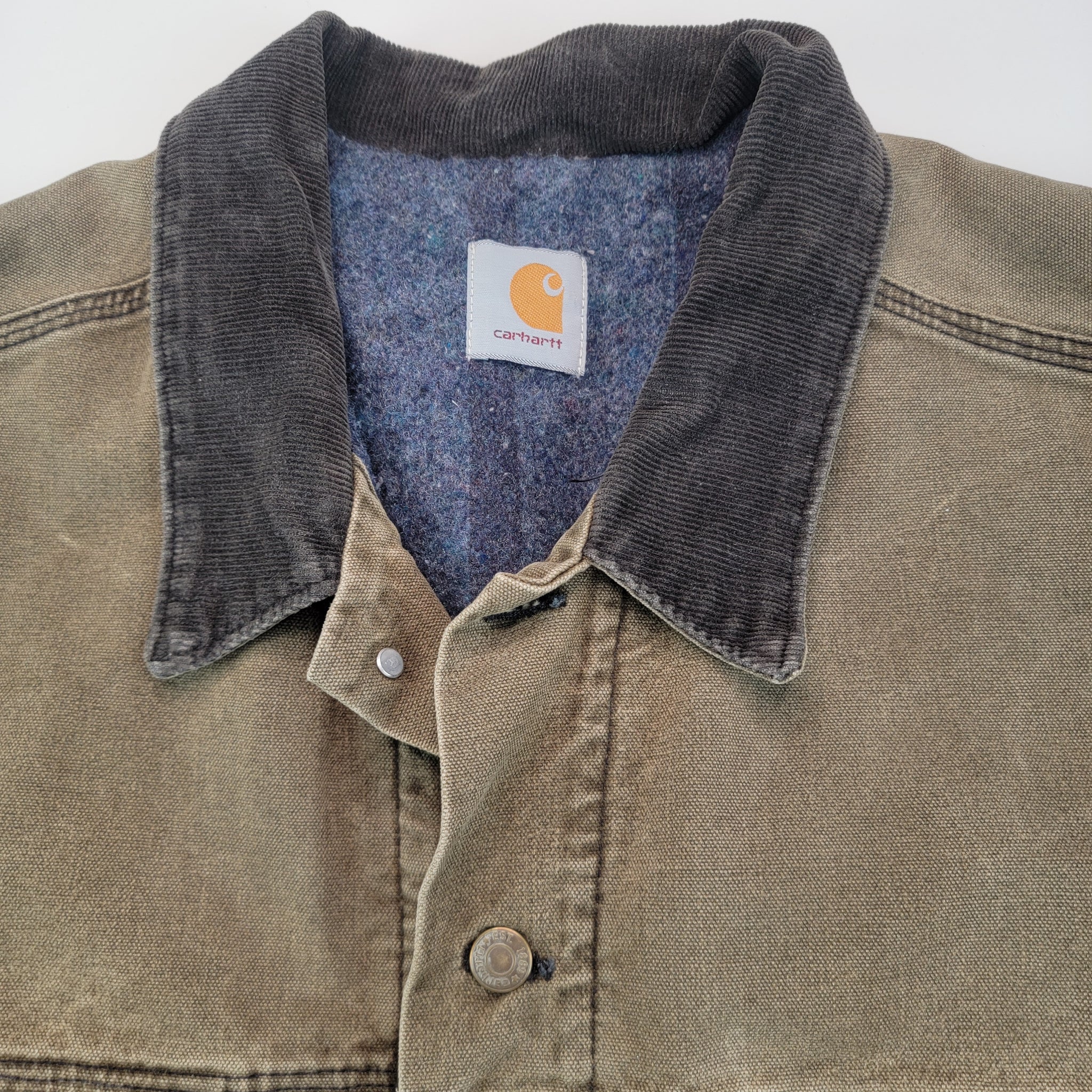 Vintage 90s Carhartt Faded Olive Brown Detroit jacket