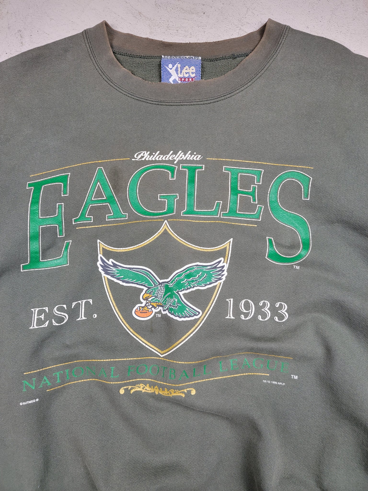 90's Philadelphia Eagles Lee Grey NFL Crewneck Sweatshirt Size