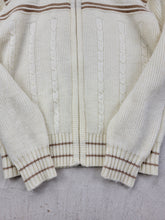 Load image into Gallery viewer, 90s Kennington Cable Knit Full Zip Acrylic Knit Sweater
