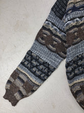 Load image into Gallery viewer, 90s Wool Blend Brown Pattern Knit Sweater by Haggar
