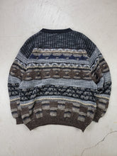 Load image into Gallery viewer, 90s Wool Blend Brown Pattern Knit Sweater by Haggar
