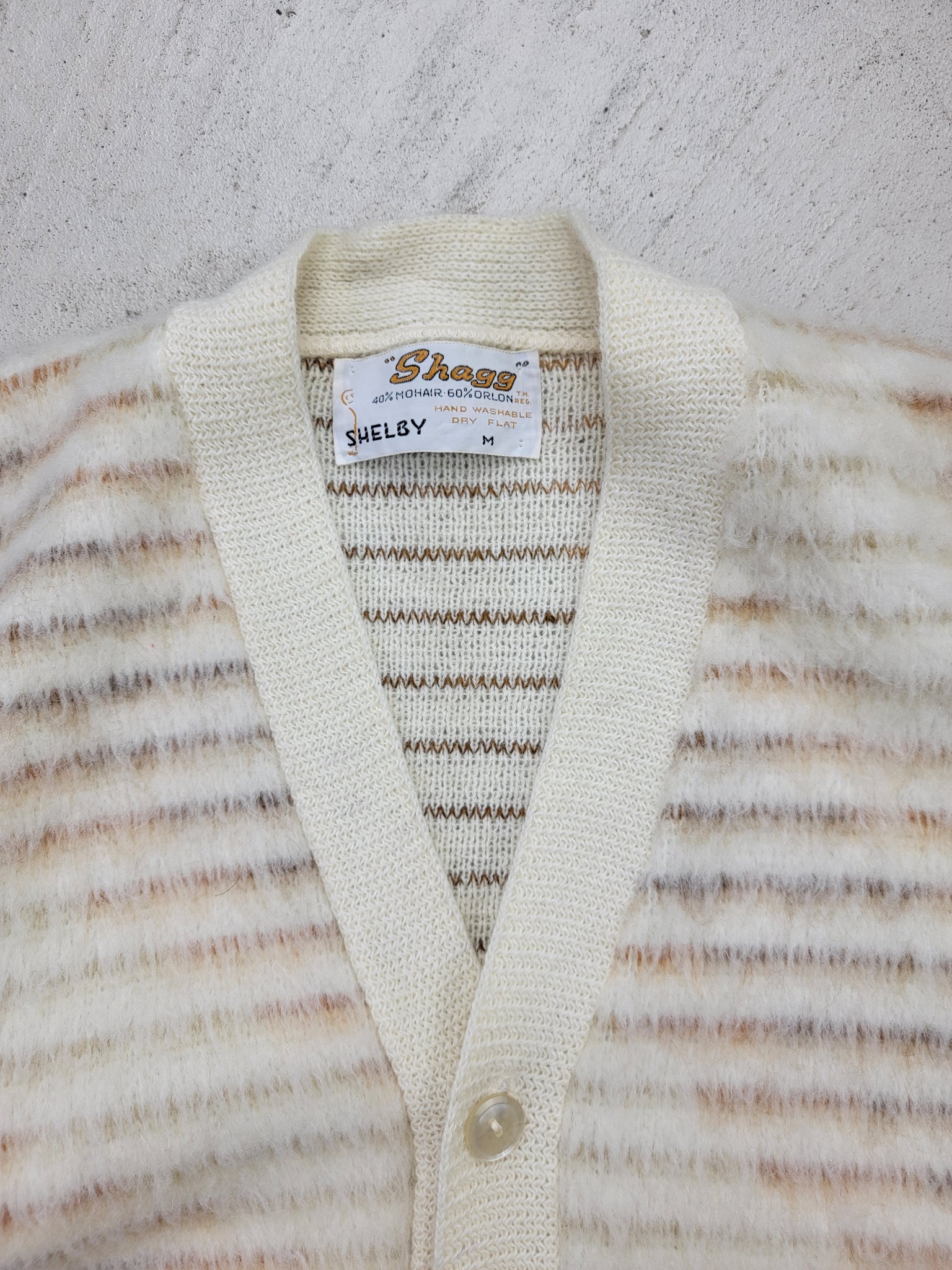 80s Shagg by Shelby Striped Mohair Knit Cardigan