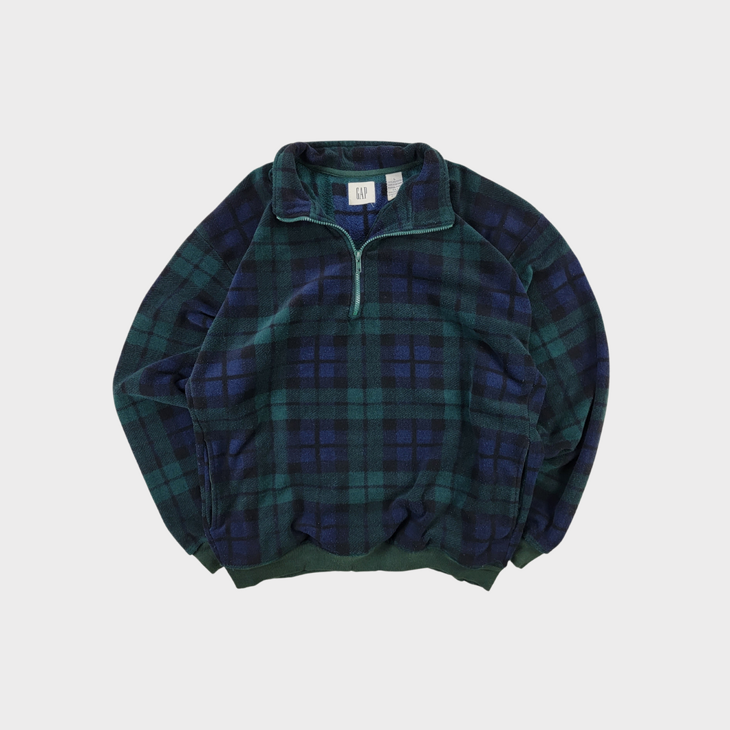 90s Gap Q-Zip Plaid Fleece Sweater