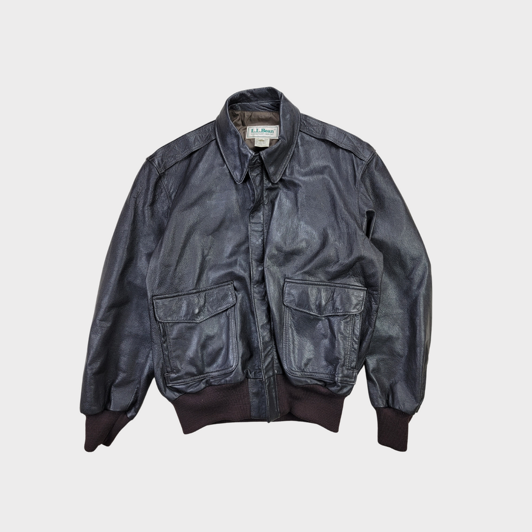 90s LL Bean A2 Bomber Style Leather Jacket