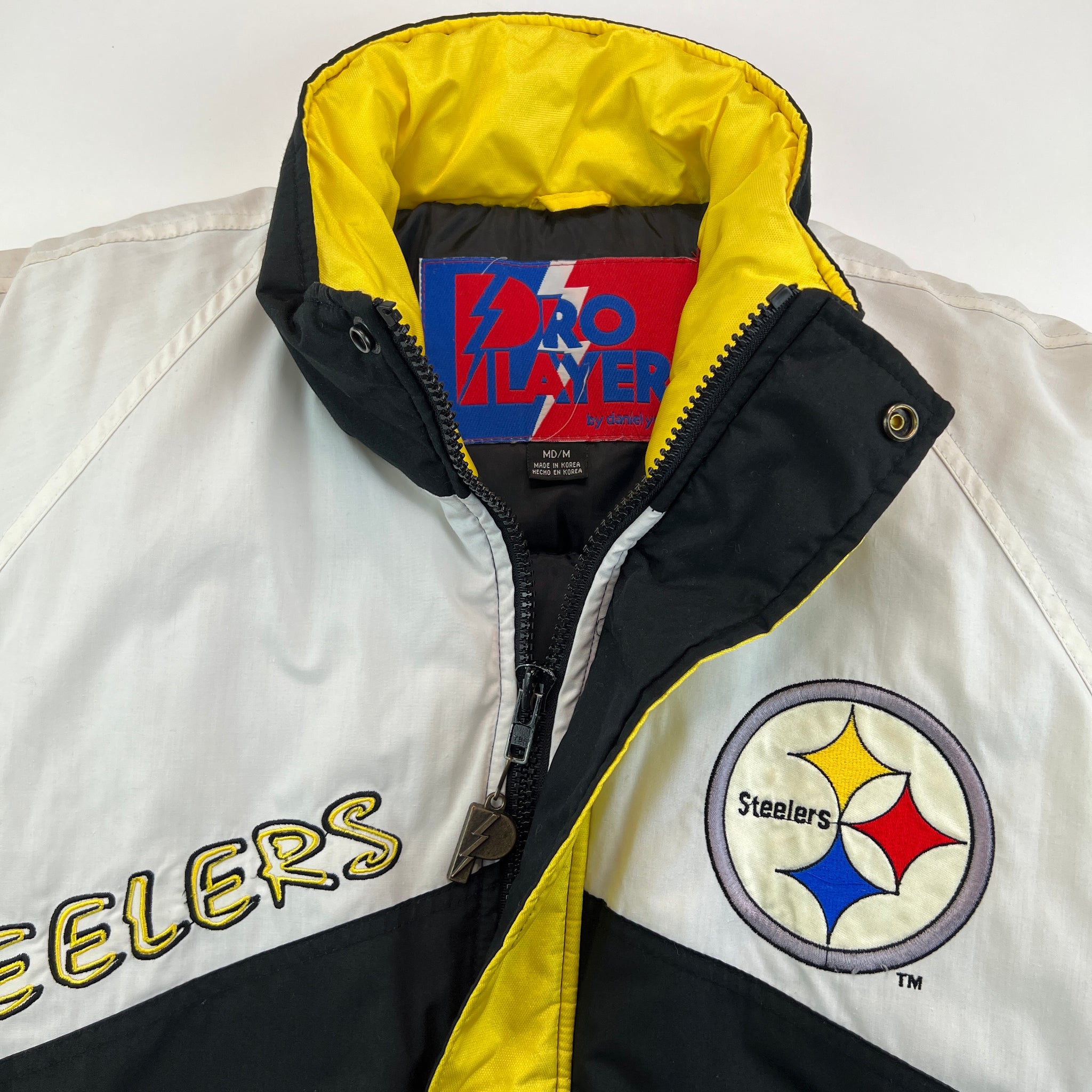 1994 Pro Player Steelers Script Puffer Jacket