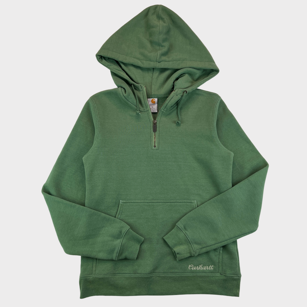 Embroidered Green Carhartt Quarter-Zip Hoodie