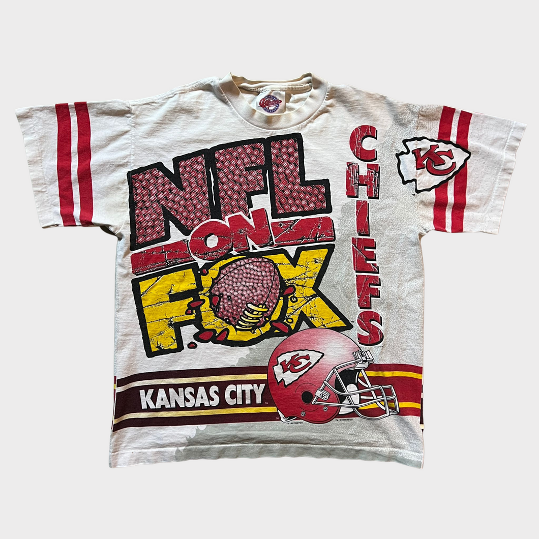 Vintage 1996 Kansas City Chiefs All-Over Print T-Shirt